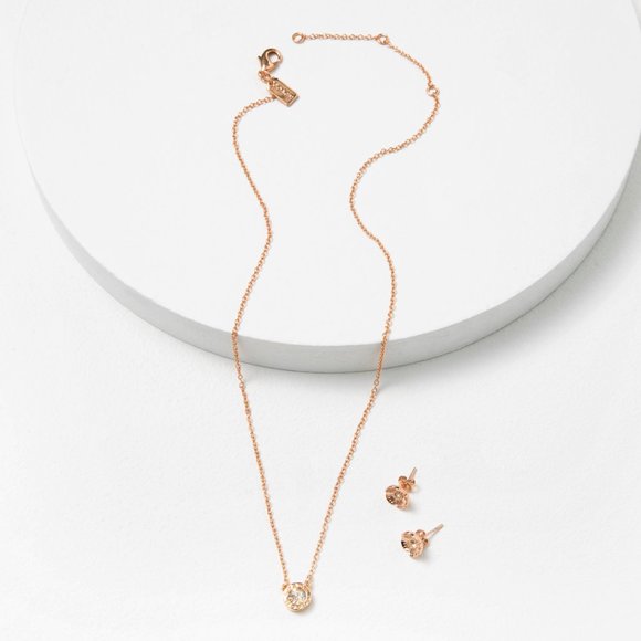 Coach Rose Gold Necklace & Earring Set - Picture 8 of 9